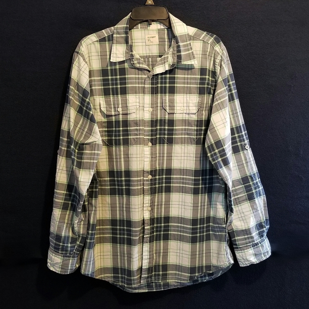 Old Navy Long Sleeve Plaid Shirt For Men